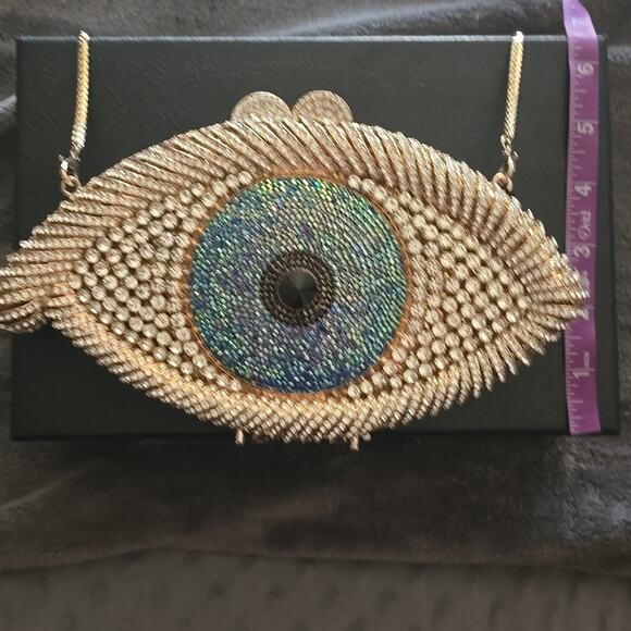 Evil Eye Rhinestone Bling Purse | Sparkly Structured Handbag NIB - Picture 10 of 12